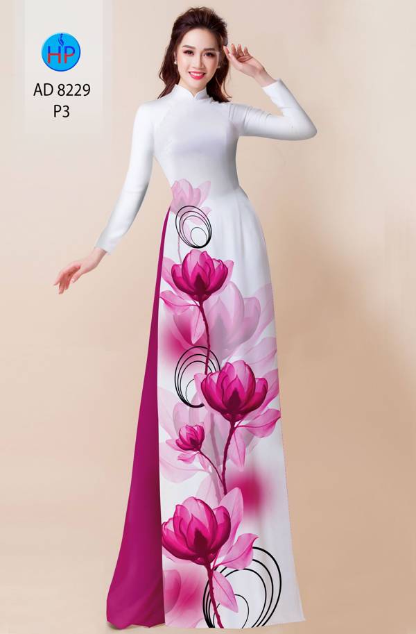 Vải Áo Dài Hoa In 3D AD 8229 12